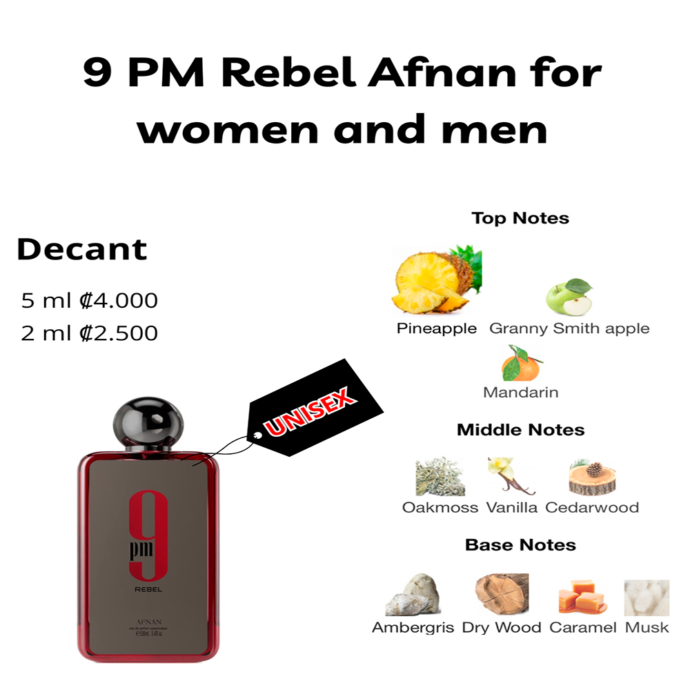 Perfil olfativo de 9 PM Rebel Afnan