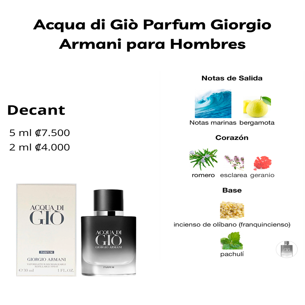 Perfil olfativo de Acqua di Giò Parfum Giorgio Armani