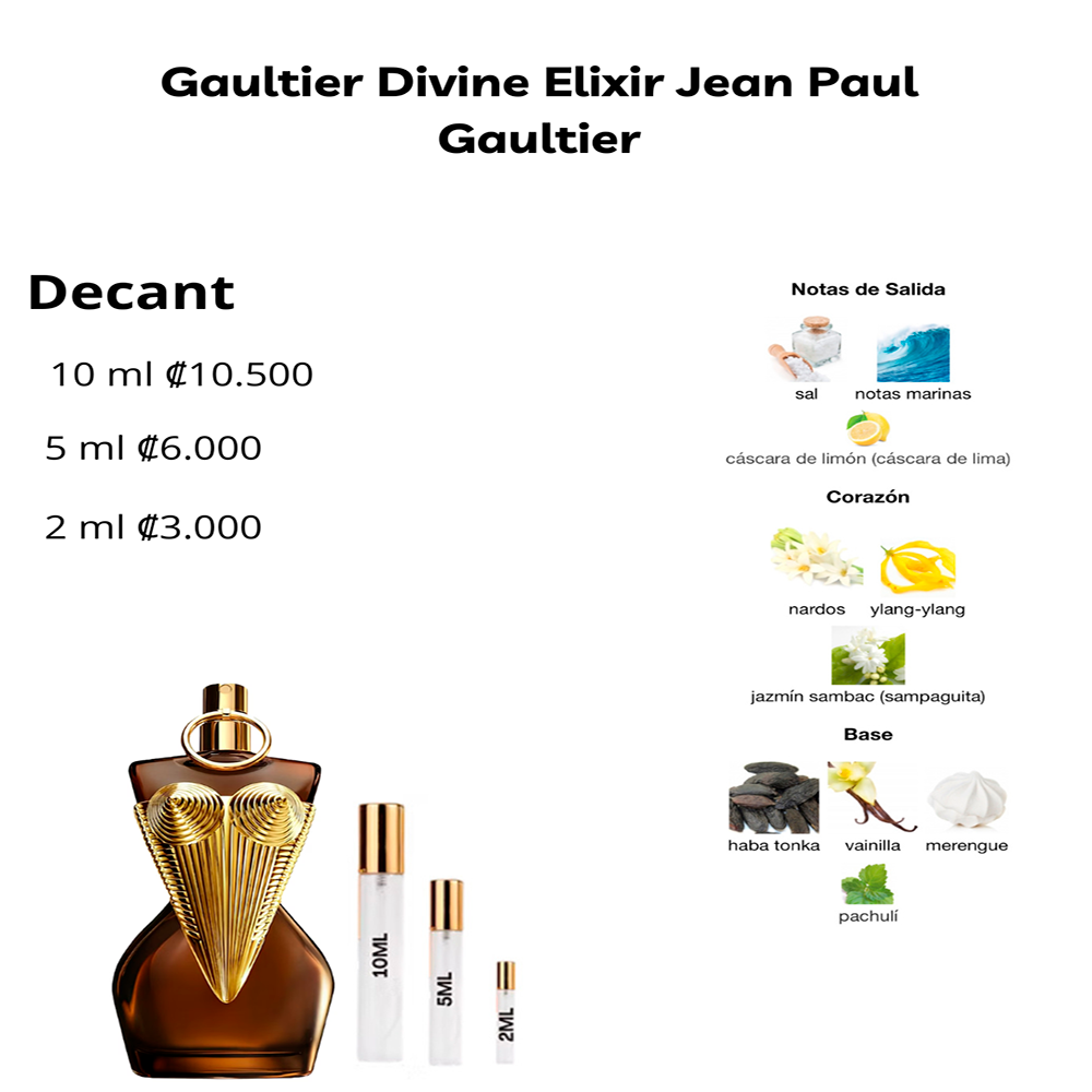 Perfil olfativo de Gaultier Divine Elixir Jean Paul Gaultier