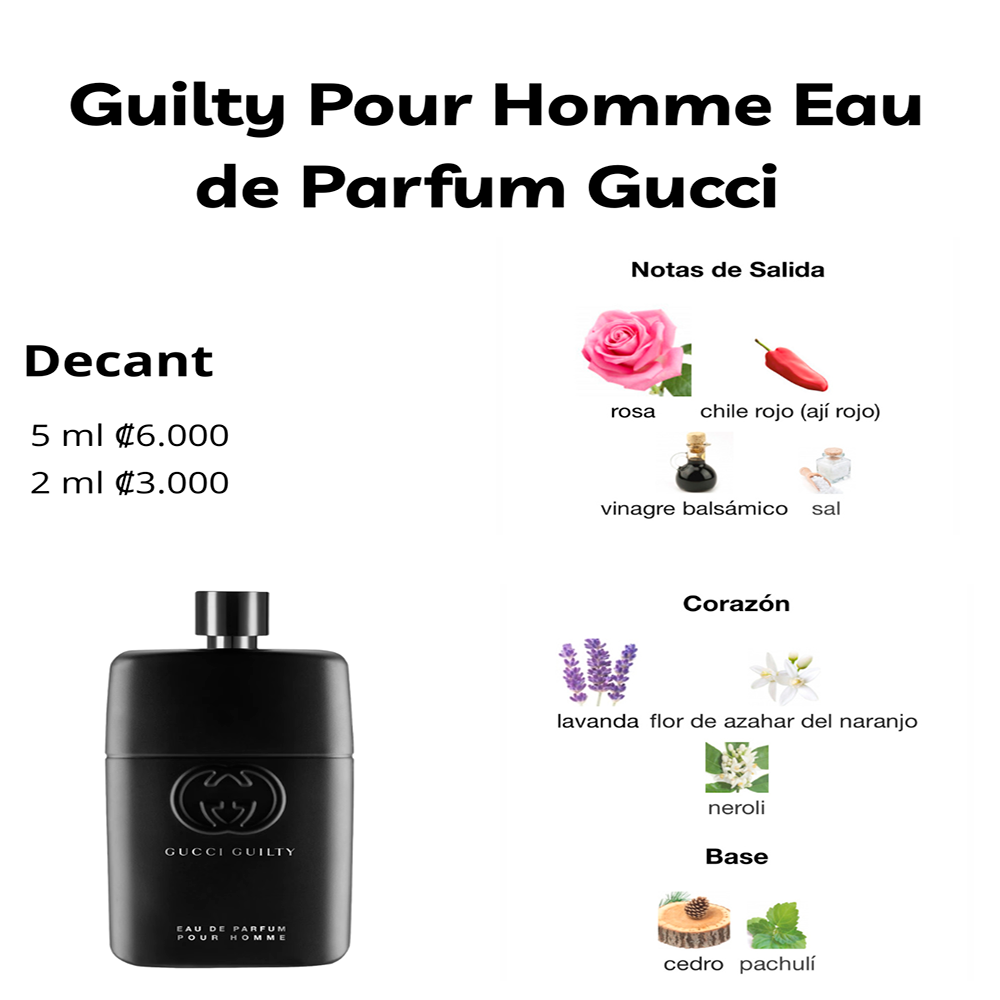 Perfil olfativo de Guilty Pour Homme Eau de Parfum Gucci