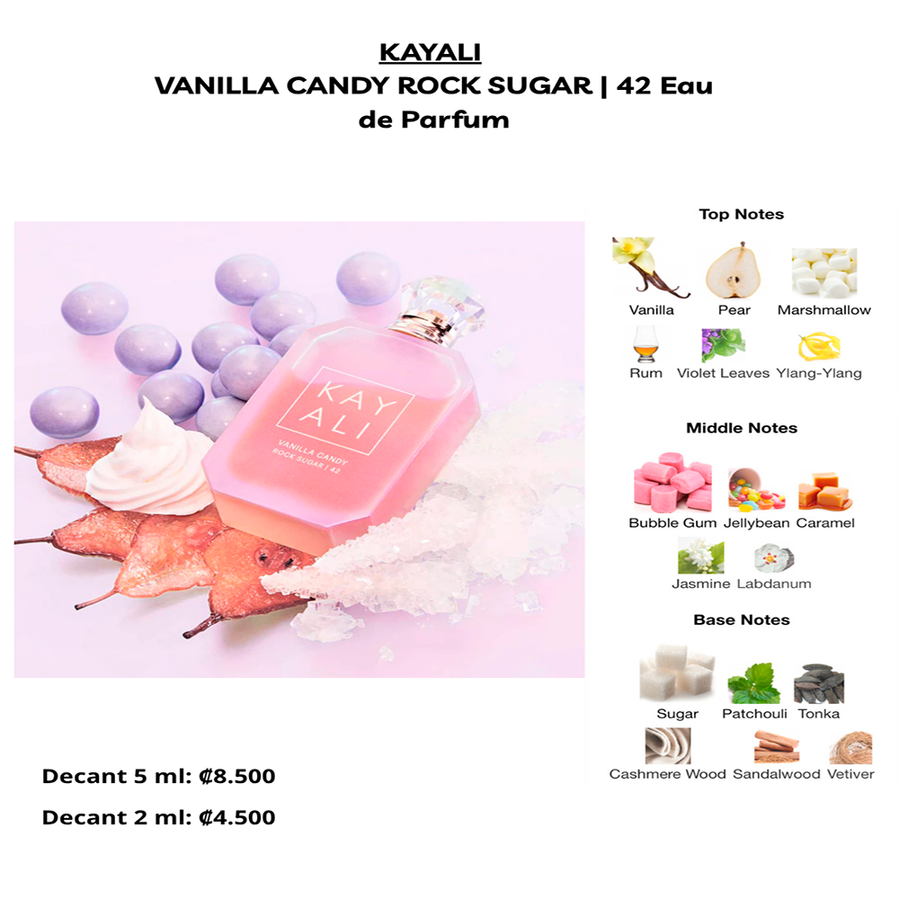 Perfil olfativo de KAYALI VANILLA CANDY ROCK SUGAR | 42 EAU DE PARFUM