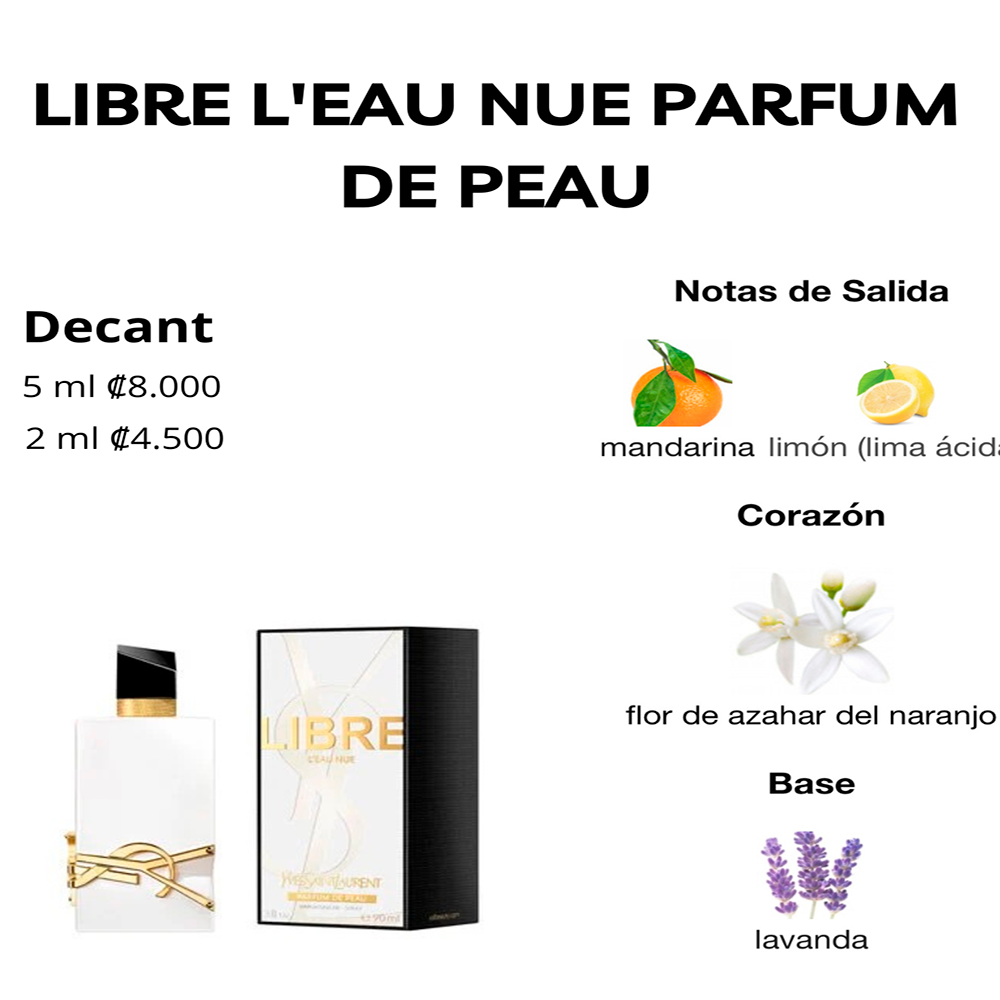 Perfil olfativo de LIBRE L'EAU NUE PARFUM DE PEAU YVES SAINT LAURENT