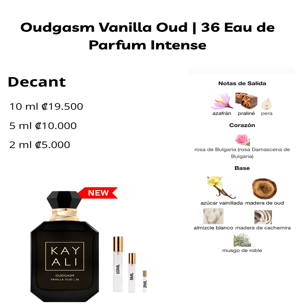 Perfil olfativo de Oudgasm Vanilla Oud | 36 Eau de Parfum Intense
