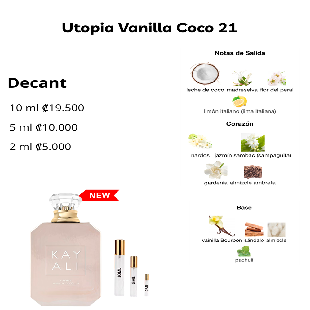 Perfil olfativo de Utopia Vanilla Coco 21